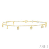1/10 ctw Heart Charm Round Cut Diamond Station Anklet in 10K Yellow Gold